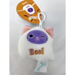 New Squishmallows Halloween 3.5” Gerik Plush Toy Cat Ghost Clip BOO